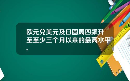 欧元兑美元及日圆周四飙升至至少三个月以来的最高水平.