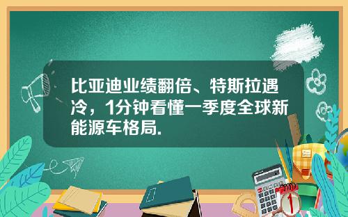 比亚迪业绩翻倍、特斯拉遇冷，1分钟看懂一季度全球新能源车格局.
