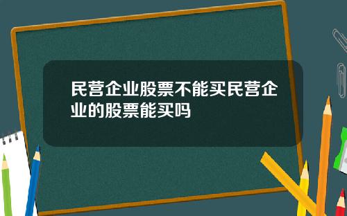 民营企业股票不能买民营企业的股票能买吗