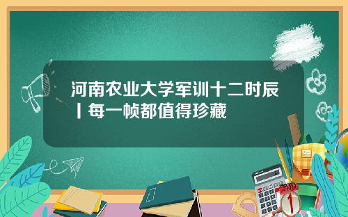 河南农业大学军训十二时辰丨每一帧都值得珍藏
