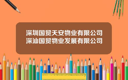 深圳国贸天安物业有限公司深汕国贸物业发展有限公司