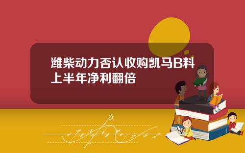 潍柴动力否认收购凯马B料上半年净利翻倍