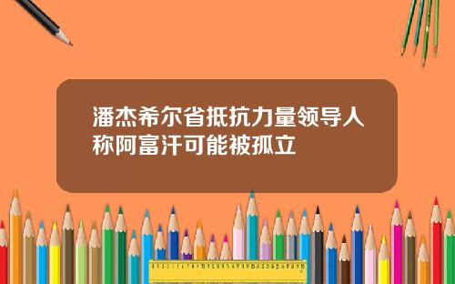 潘杰希尔省抵抗力量领导人称阿富汗可能被孤立