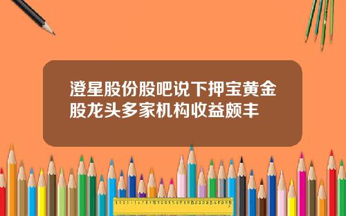 澄星股份股吧说下押宝黄金股龙头多家机构收益颇丰