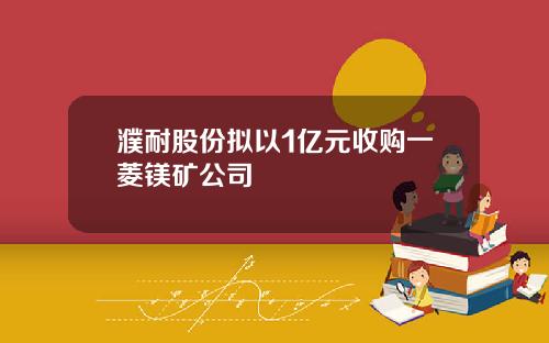 濮耐股份拟以1亿元收购一菱镁矿公司