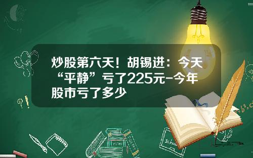 炒股第六天！胡锡进：今天“平静”亏了225元-今年股市亏了多少