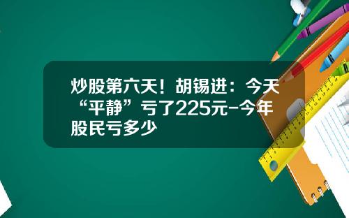 炒股第六天！胡锡进：今天“平静”亏了225元-今年股民亏多少