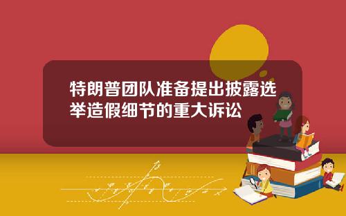 特朗普团队准备提出披露选举造假细节的重大诉讼