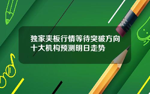 独家夹板行情等待突破方向十大机构预测明日走势