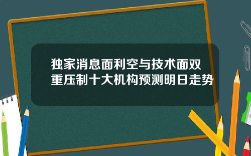 独家消息面利空与技术面双重压制十大机构预测明日走势