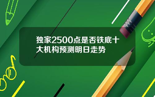 独家2500点是否铁底十大机构预测明日走势