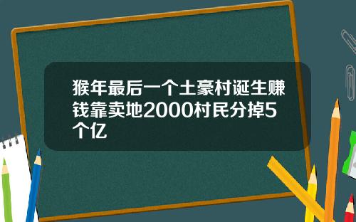 猴年最后一个土豪村诞生赚钱靠卖地2000村民分掉5个亿