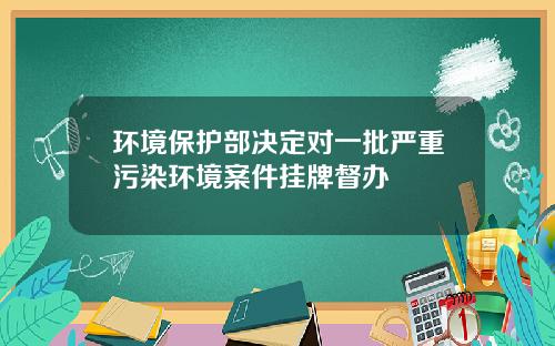 环境保护部决定对一批严重污染环境案件挂牌督办
