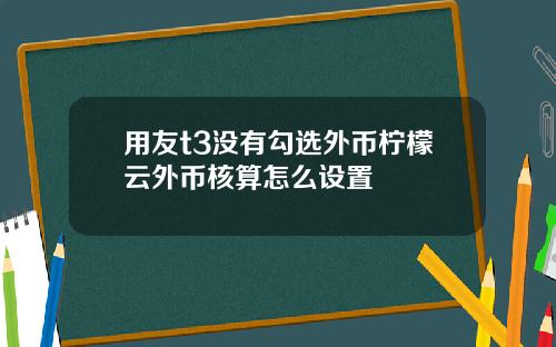 用友t3没有勾选外币柠檬云外币核算怎么设置