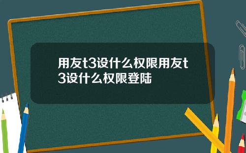用友t3设什么权限用友t3设什么权限登陆