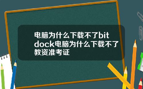 电脑为什么下载不了bitdock电脑为什么下载不了教资准考证