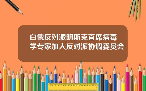 白俄反对派明斯克首席病毒学专家加入反对派协调委员会
