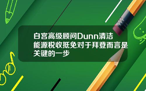 白宫高级顾问Dunn清洁能源税收抵免对于拜登而言是关键的一步