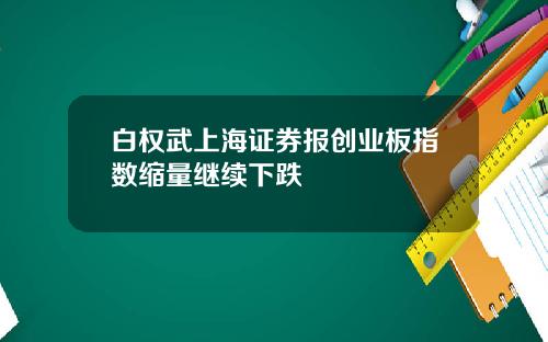 白权武上海证券报创业板指数缩量继续下跌