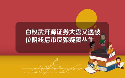 白权武开源证券大盘又遇破位阴线后市反弹疑窦丛生