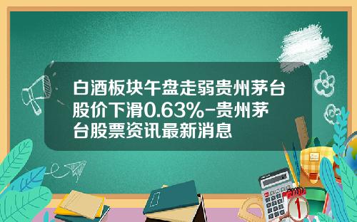 白酒板块午盘走弱贵州茅台股价下滑0.63%-贵州茅台股票资讯最新消息