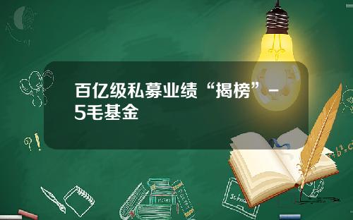 百亿级私募业绩“揭榜”-5毛基金