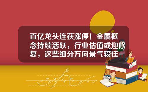 百亿龙头连获涨停！金属概念持续活跃，行业估值或迎修复，这些细分方向景气较佳-股票龙头最新资讯一览