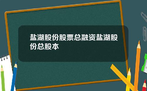 盐湖股份股票总融资盐湖股份总股本