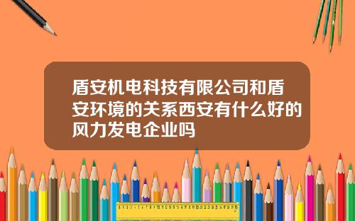 盾安机电科技有限公司和盾安环境的关系西安有什么好的风力发电企业吗