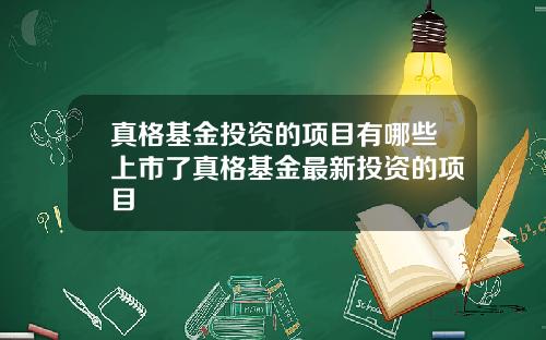 真格基金投资的项目有哪些上市了真格基金最新投资的项目