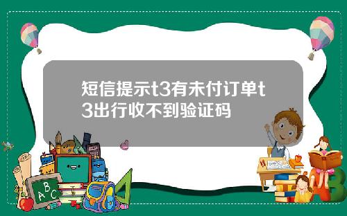 短信提示t3有未付订单t3出行收不到验证码