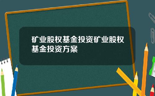 矿业股权基金投资矿业股权基金投资方案