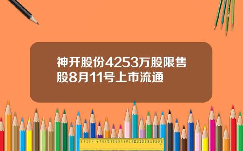 神开股份4253万股限售股8月11号上市流通