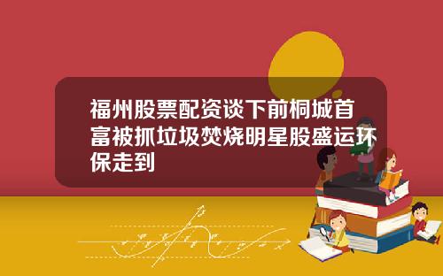 福州股票配资谈下前桐城首富被抓垃圾焚烧明星股盛运环保走到