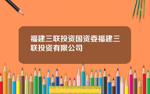 福建三联投资国资委福建三联投资有限公司