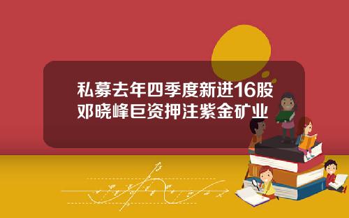 私募去年四季度新进16股邓晓峰巨资押注紫金矿业