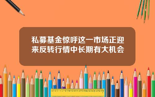 私募基金惊呼这一市场正迎来反转行情中长期有大机会