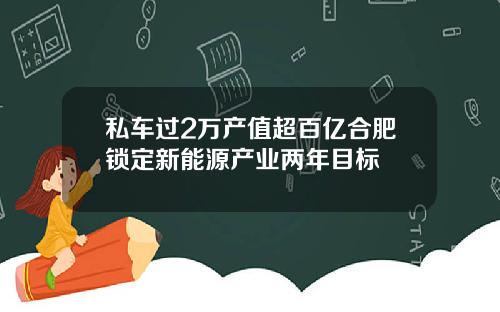 私车过2万产值超百亿合肥锁定新能源产业两年目标