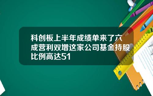 科创板上半年成绩单来了六成营利双增这家公司基金持股比例高达51