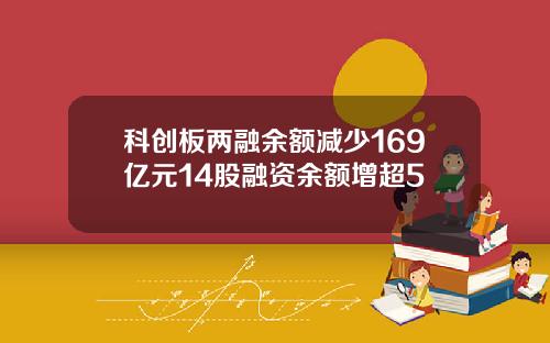 科创板两融余额减少169亿元14股融资余额增超5