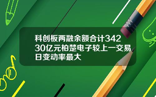 科创板两融余额合计34230亿元柏楚电子较上一交易日变动率最大