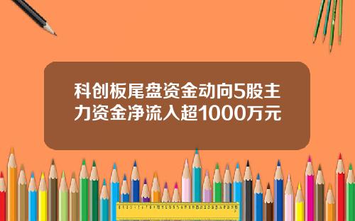 科创板尾盘资金动向5股主力资金净流入超1000万元