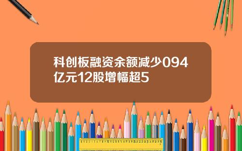 科创板融资余额减少094亿元12股增幅超5