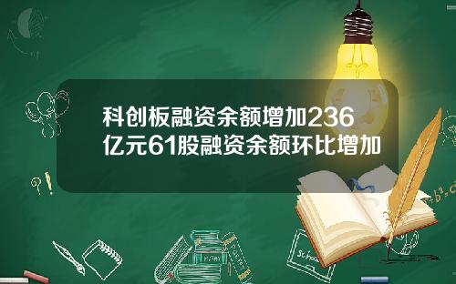 科创板融资余额增加236亿元61股融资余额环比增加