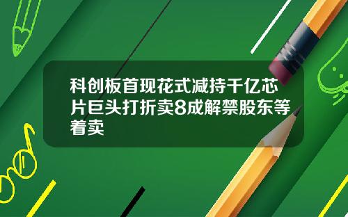 科创板首现花式减持千亿芯片巨头打折卖8成解禁股东等着卖