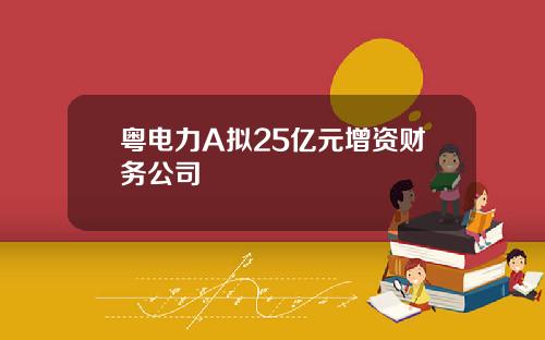粤电力A拟25亿元增资财务公司