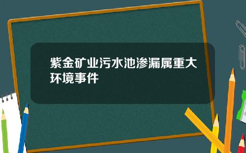 紫金矿业污水池渗漏属重大环境事件
