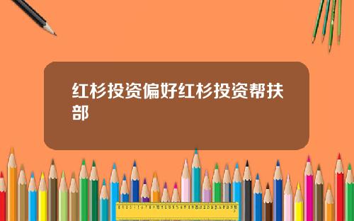 红杉投资偏好红杉投资帮扶部