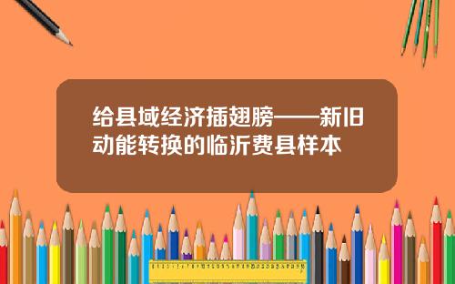 给县域经济插翅膀——新旧动能转换的临沂费县样本