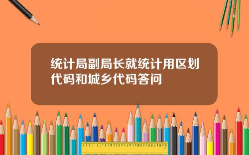 统计局副局长就统计用区划代码和城乡代码答问
